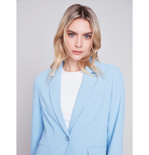 Blazer with Ruched Back - Sky