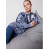 Hooded Sweater with Graffiti Print - Denim