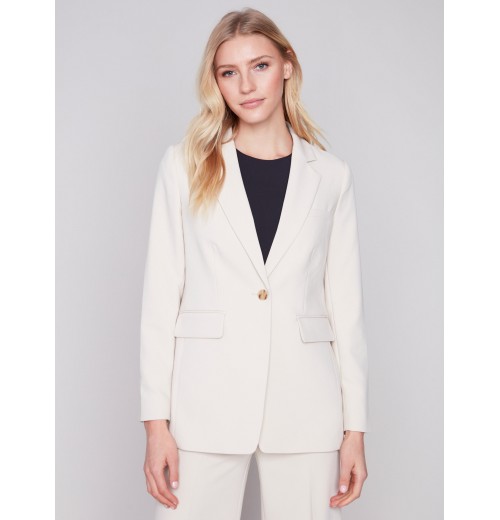 Blazer with Ruched Back - Beige