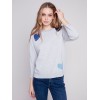 Cotton Sweater with Heart Patches - Grey