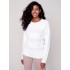 Crew Neck Sweater with Frayed Detail - Cream