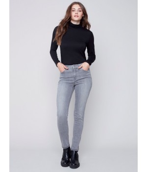 Cuffed Hem Jeans - Soft Gray