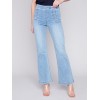 Flare Jeans with Decorative Buttons - Light Blue