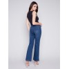 Flare Jeans with Decorative Buttons - Indigo