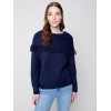 Fringed Cowl Neck Sweater - Denim