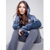 Hooded Sweater with Graffiti Print - Denim