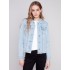 Jean Jacket with Frayed Edges - Bleach Blue