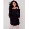 Knit Sweater with Lace-up Cuffs - Black