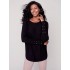 Knit Sweater with Lace-up Cuffs - Black