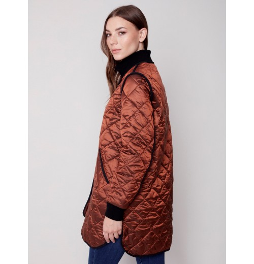 Long Quilted Puffer Jacket - Cinnamon