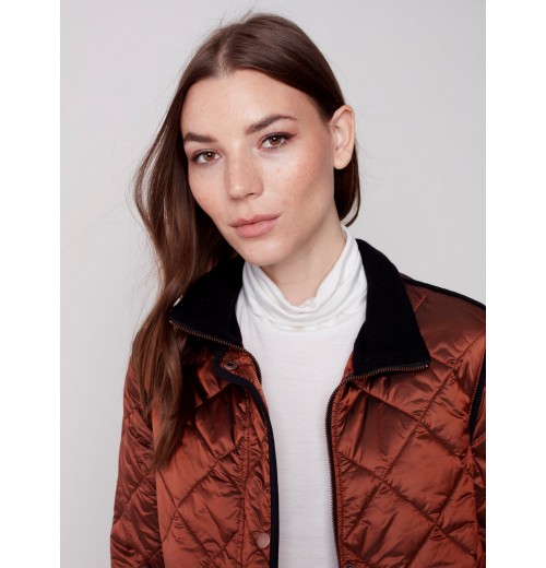 Long Quilted Puffer Jacket - Cinnamon