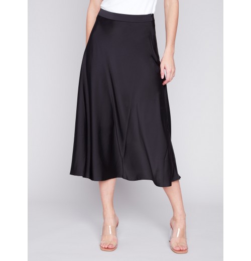 Long Satin Skirt - Black