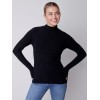 Mock Neck Rib Sweater - Black