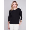 Organic Cotton Slub Knit Top - Black