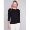 Organic Cotton Slub Knit Top - Black