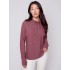 Ottoman Cotton Funnel Neck Sweater - Raspberry