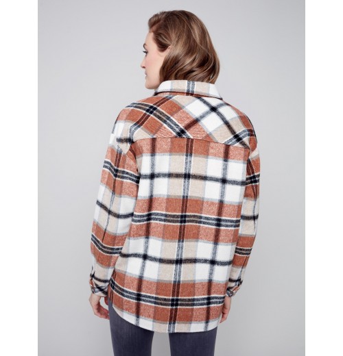 Plaid Flannel Shirt Jacket - Cider