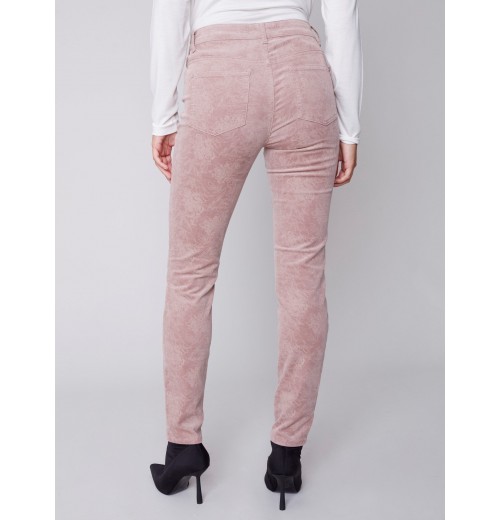 Printed Corduroy Skinny Jeans - Powder