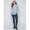 Printed Crinkle Georgette Blouse - Denim