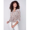 Printed Crinkle Georgette Blouse - Ecru