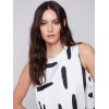 Printed Sleeveless Satin Top - Paint Brush