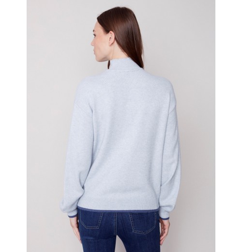 Quarter Zip Funnel Neck Sweater - Snowflake