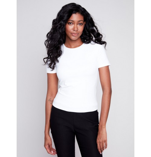 Short-Sleeved Super Stretch Top - White