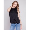 Sleeveless Satin Top - Black