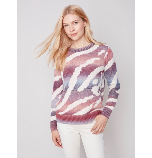 Space Dye Knit Sweater - Ruby