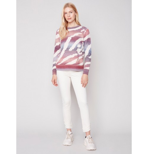 Space Dye Knit Sweater - Ruby