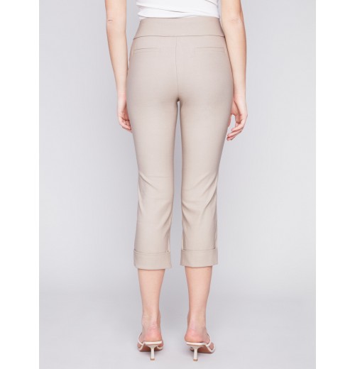 Stretch Pull-On Capri Pants - Greige