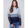 Striped Net Stitch Sweater - Indigo