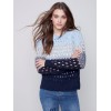 Striped Net Stitch Sweater - Indigo