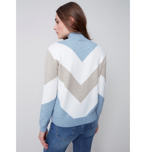 Sweater with Chevron Stripes - Snowflake