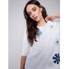 Sweater with Flower Patches - White