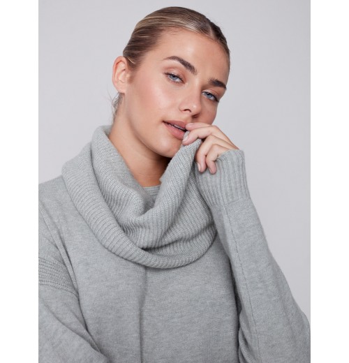 Sweater with Removable Scarf - Spruce