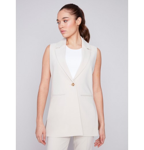 Tailored Blazer Vest - Beige