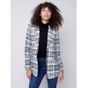 Tailored Plaid Blazer - Black & Cream