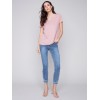 V-Neck Linen T-Shirt - Dusty Rose