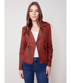 Vintage Faux Leather Perfecto Jacket - Cinnamon