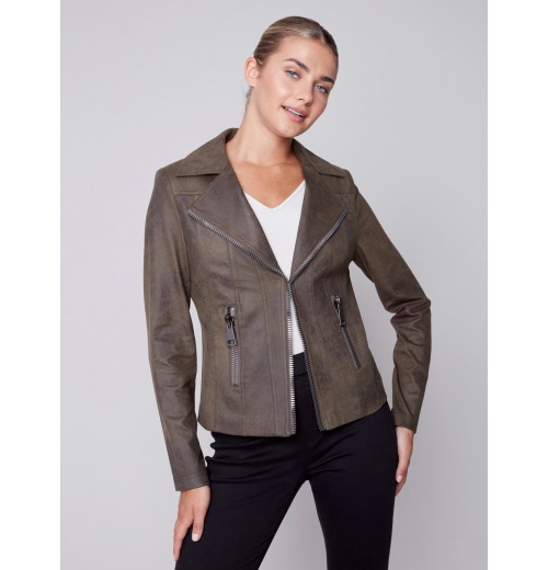 Vintage Faux Leather Perfecto Jacket - Spruce